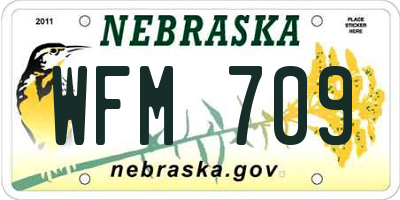 NE license plate WFM709