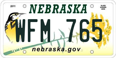 NE license plate WFM765