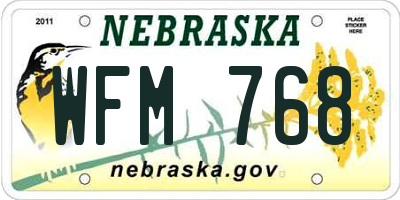 NE license plate WFM768