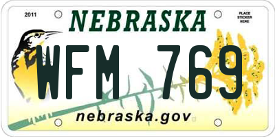 NE license plate WFM769