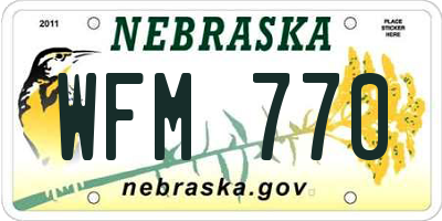 NE license plate WFM770