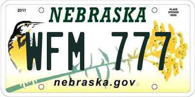 NE license plate WFM777