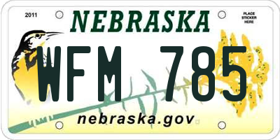 NE license plate WFM785