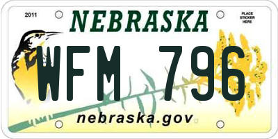 NE license plate WFM796