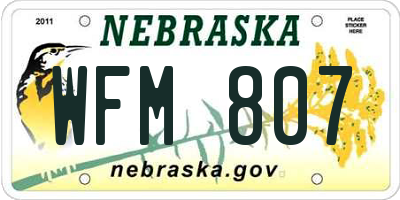 NE license plate WFM807