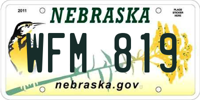 NE license plate WFM819
