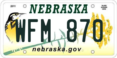 NE license plate WFM870