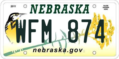 NE license plate WFM874