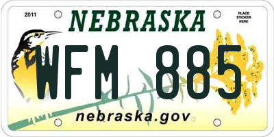 NE license plate WFM885