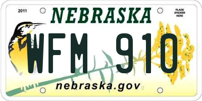NE license plate WFM910