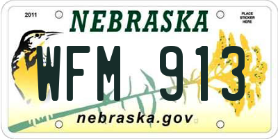 NE license plate WFM913