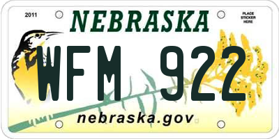 NE license plate WFM922