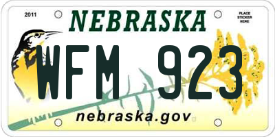 NE license plate WFM923