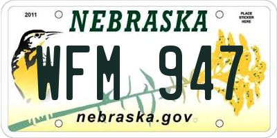 NE license plate WFM947