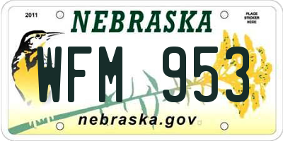 NE license plate WFM953