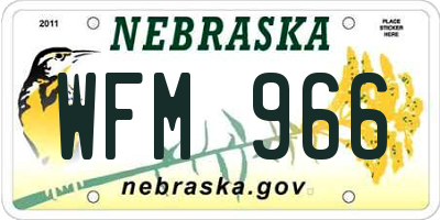 NE license plate WFM966