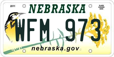 NE license plate WFM973