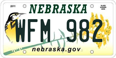 NE license plate WFM982
