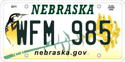 NE license plate WFM985