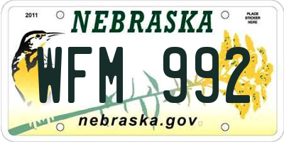 NE license plate WFM992