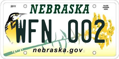 NE license plate WFN002
