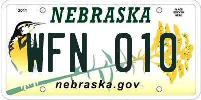 NE license plate WFN010