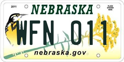 NE license plate WFN011