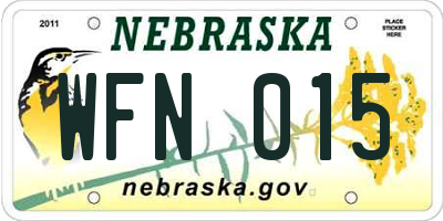 NE license plate WFN015