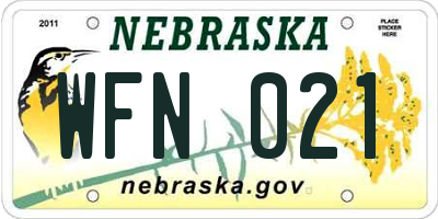 NE license plate WFN021