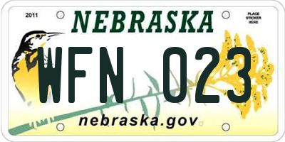 NE license plate WFN023