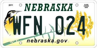NE license plate WFN024