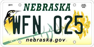 NE license plate WFN025