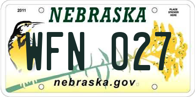 NE license plate WFN027