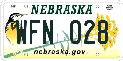 NE license plate WFN028