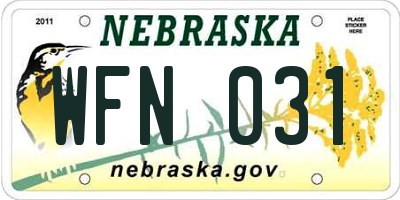 NE license plate WFN031