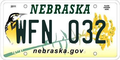 NE license plate WFN032