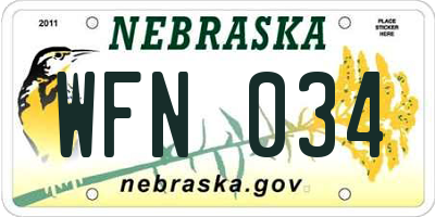 NE license plate WFN034