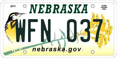 NE license plate WFN037