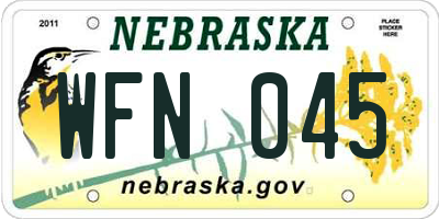 NE license plate WFN045