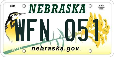 NE license plate WFN051