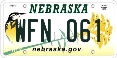 NE license plate WFN061