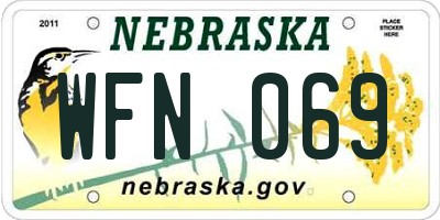 NE license plate WFN069