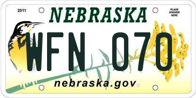 NE license plate WFN070