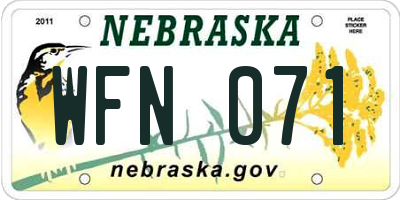 NE license plate WFN071