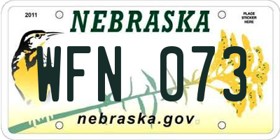 NE license plate WFN073