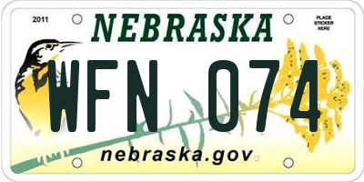 NE license plate WFN074