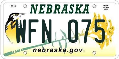 NE license plate WFN075