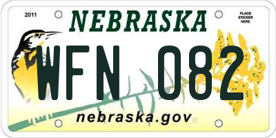 NE license plate WFN082