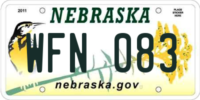 NE license plate WFN083