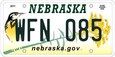 NE license plate WFN085